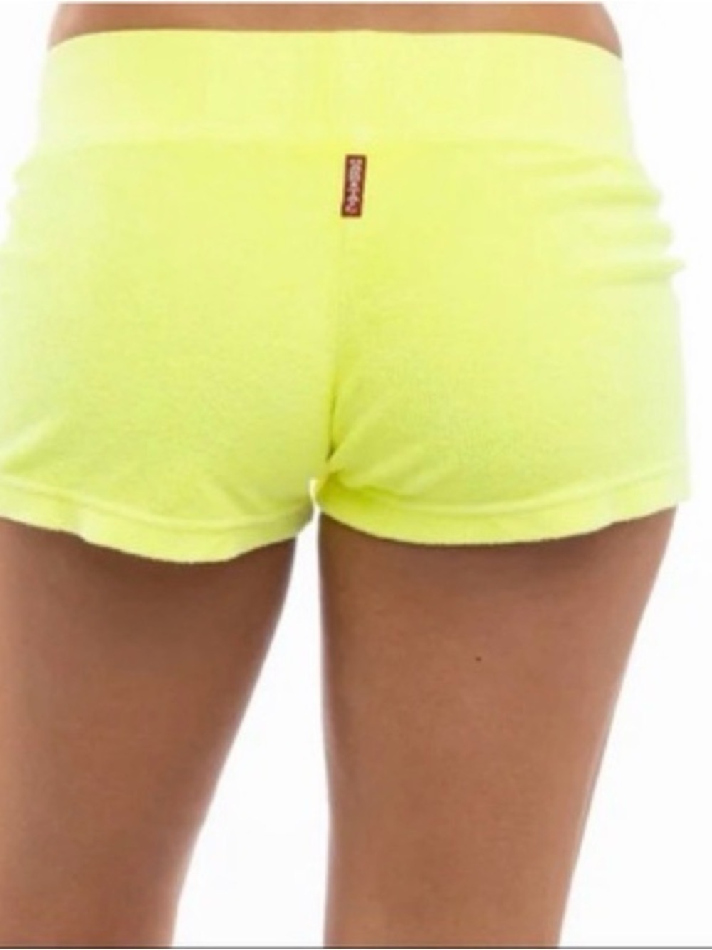 Hard Tail neon yellow low rise terry cloth shorts